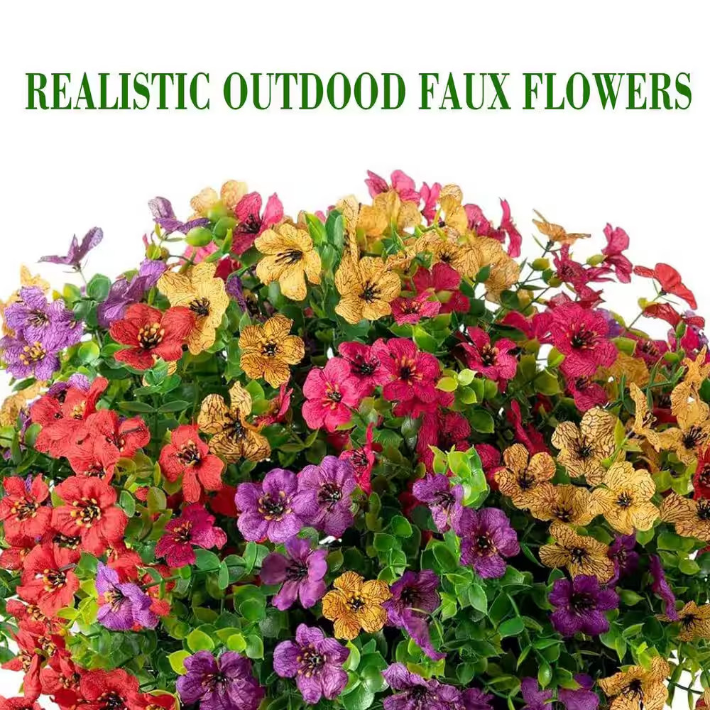 2.00 In. 12 Bundles UV Resistant Artificial Outdoor Flowers with 6 Butterflies f