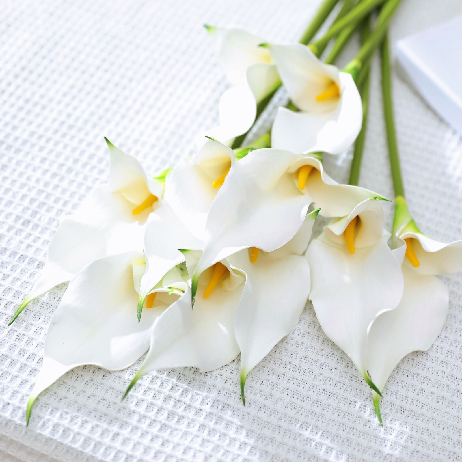 10pcs Calla Lily Artificial Bouquet with long -stems realistic white purple mix