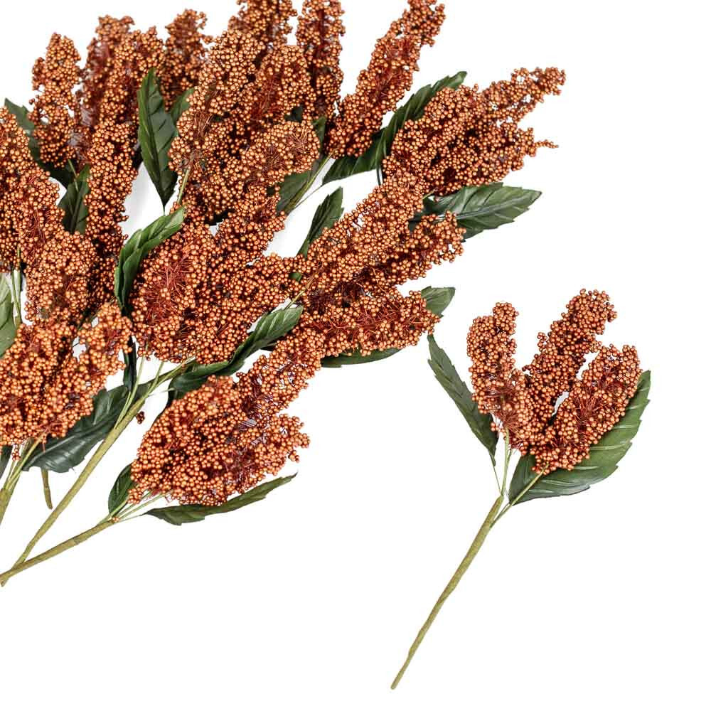 Bulk Case of 130 Copper Artificial Berry Cluster 7-1/2″ Picks