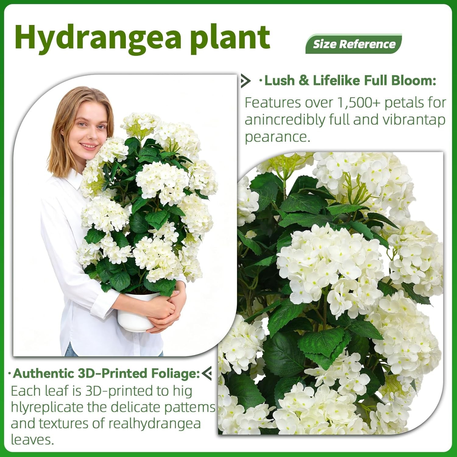 30″ Faux Hydrangea Tree (2 Pack) – Realistic White Flowers for Home Decor