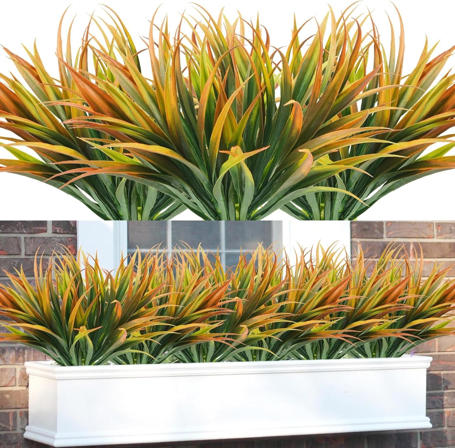 16Pcs Artificial Grass Fake Plants 17.3In 16 Leaves Outdoor Fake Grass UV Resist