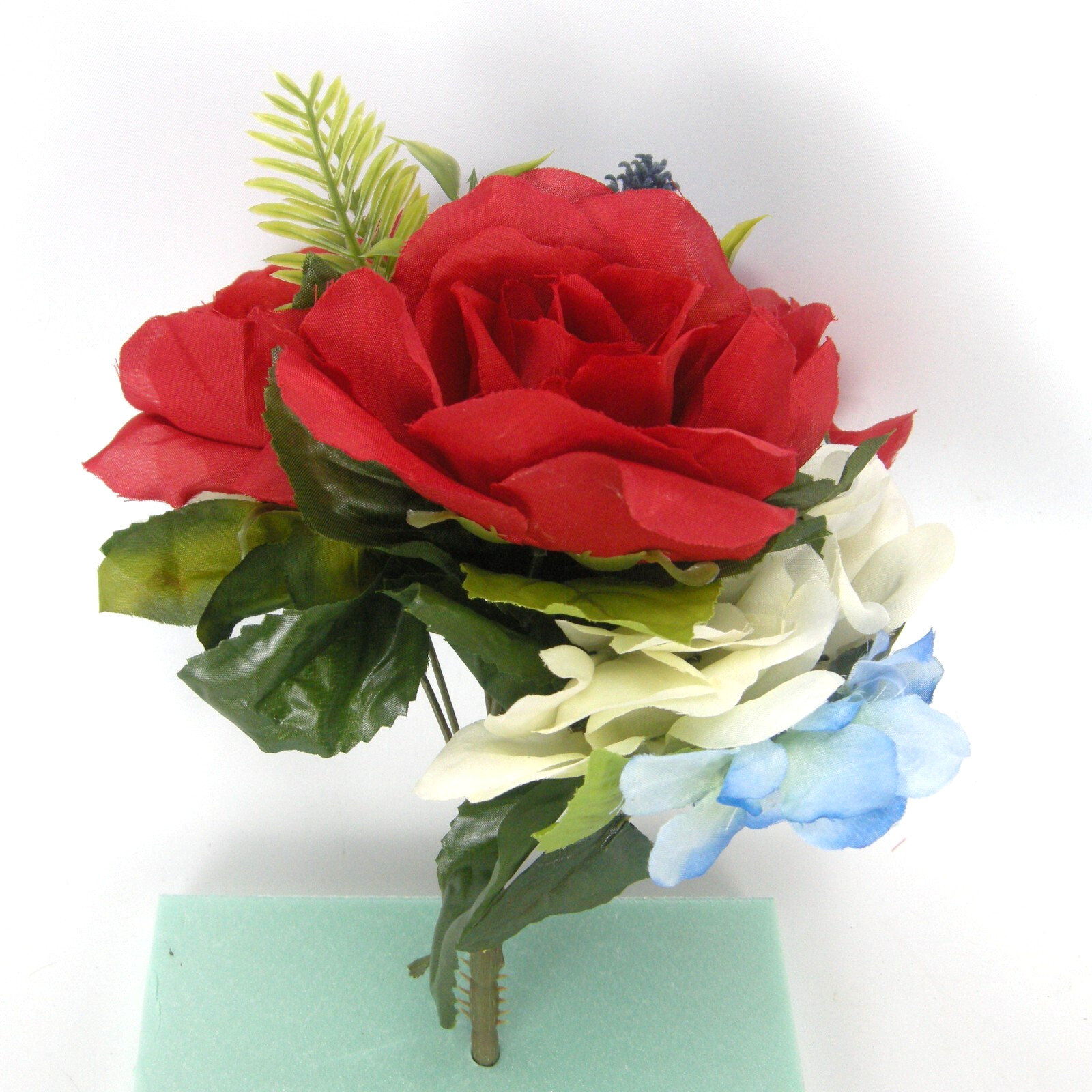 Silk Flower Lot of 12 Bushes 12″ Patriotic Red White Blue Florist Quality