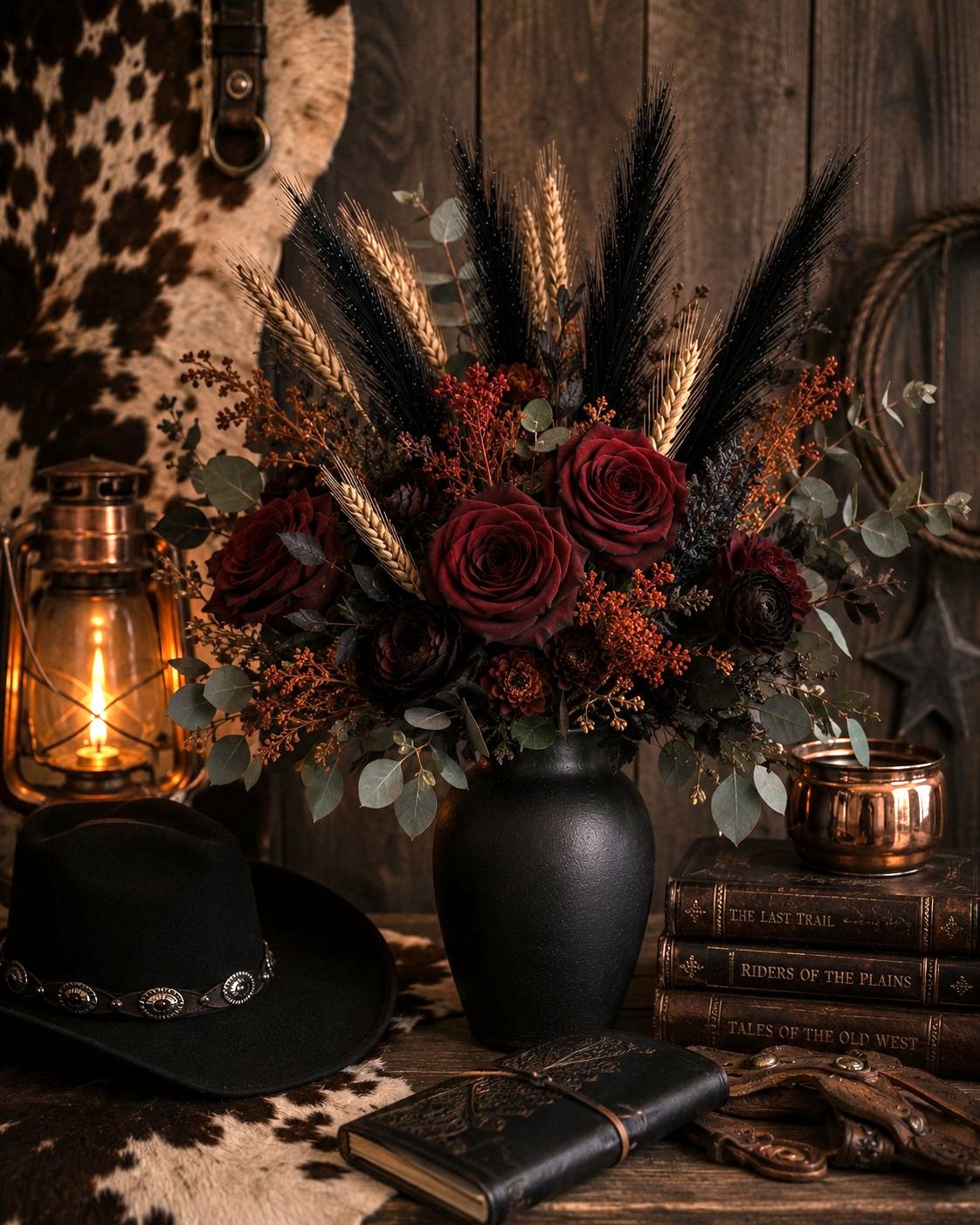 Black Pampas Grass Decor Set of 3 Faux Pampas Stems Gothic Decor Dark Academia H