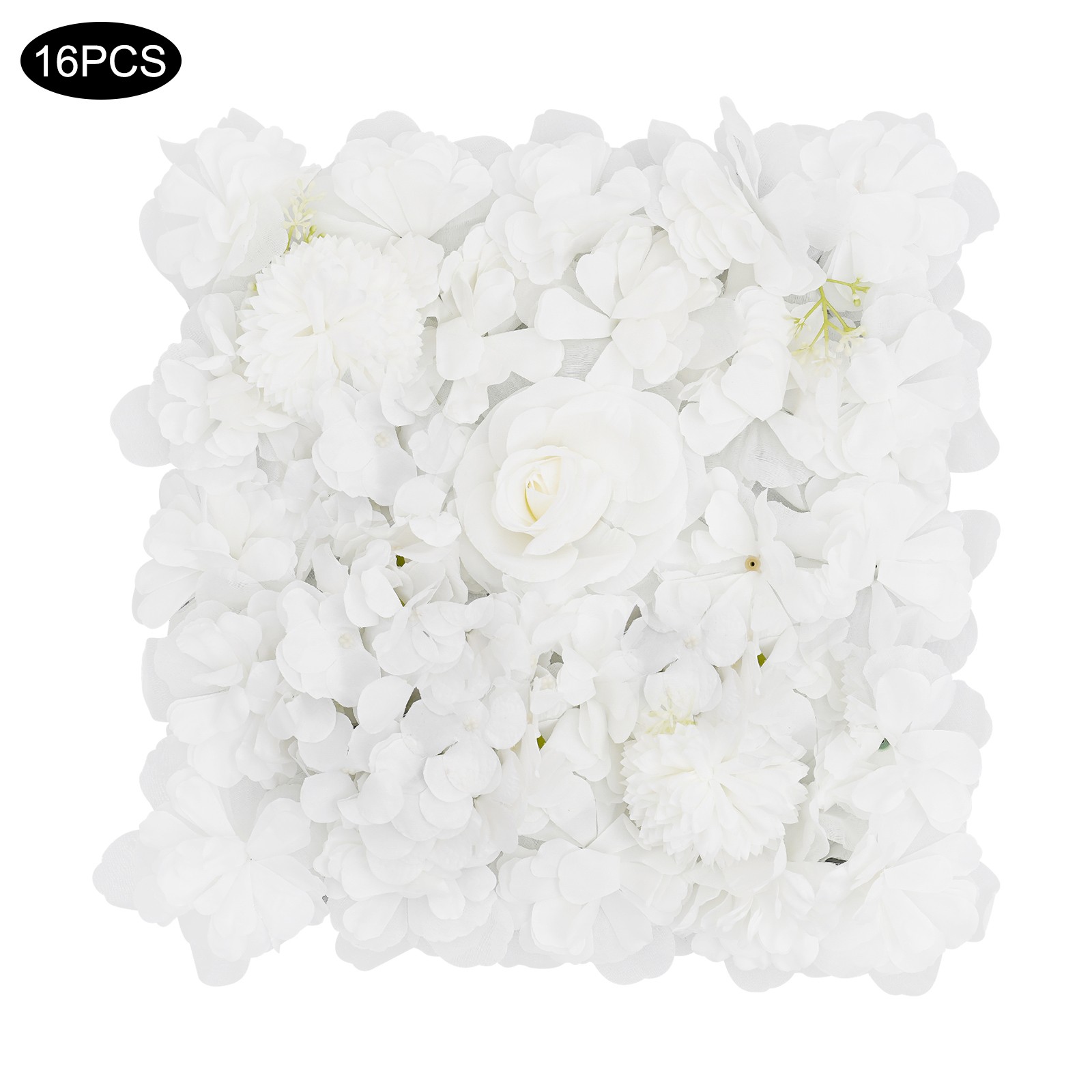 16 Pack Artificial Flower Wall Panels, Silk Cloth Plastic, 13.8×13.8 Inch Each