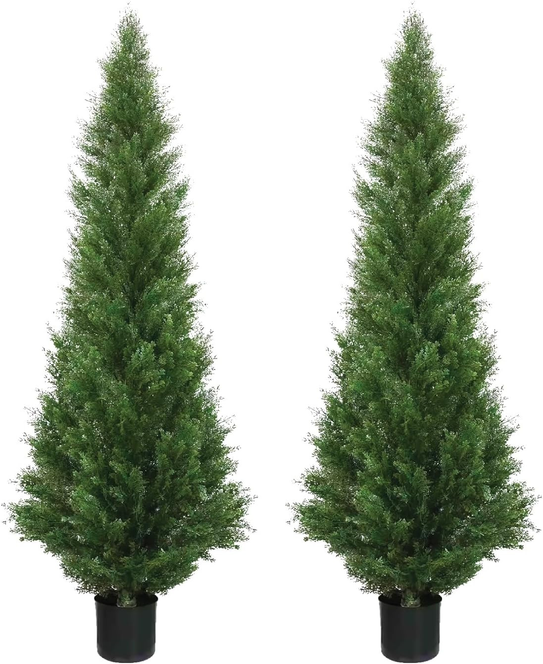 5ft Outdoor Artificial Cedar Topiary Trees in Pots – Set of 2