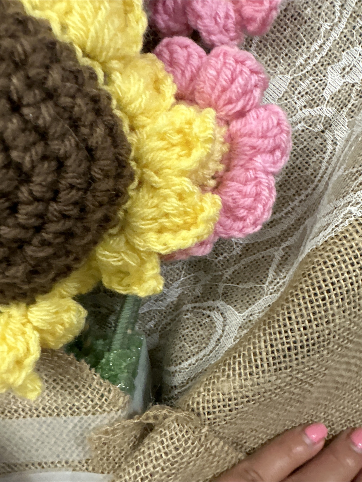 BEAUTIFUL Handmade Knitted Bouquet Crochet Flowers Sunflower, Daisy & Rose New