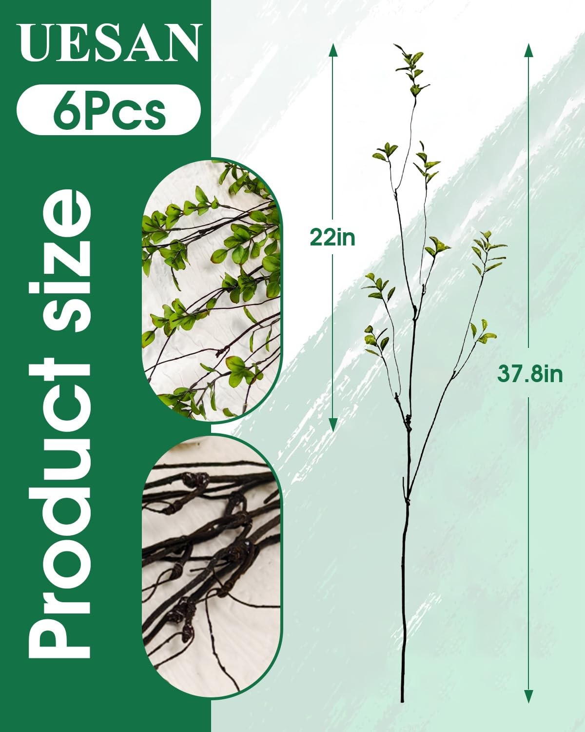 6Pcs Artificial Faux Branches for Vases, Tall Fake Faux Greenery Stems, Reali…