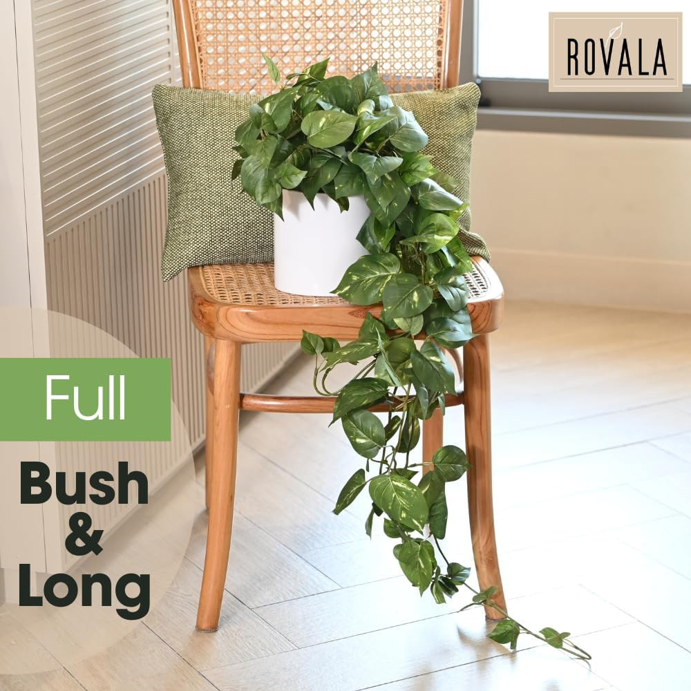 ROVALA Silk Plants for Home Decor Indoor in Pot Realistic Artificial Plants Hang