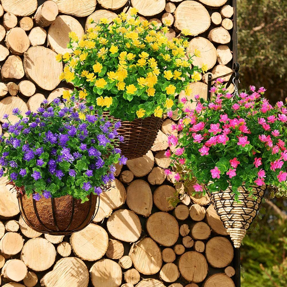 Artificial Flowers Fake Outdoor UV Resistant Boxwood Plants Shrubs Decor 6 Pack