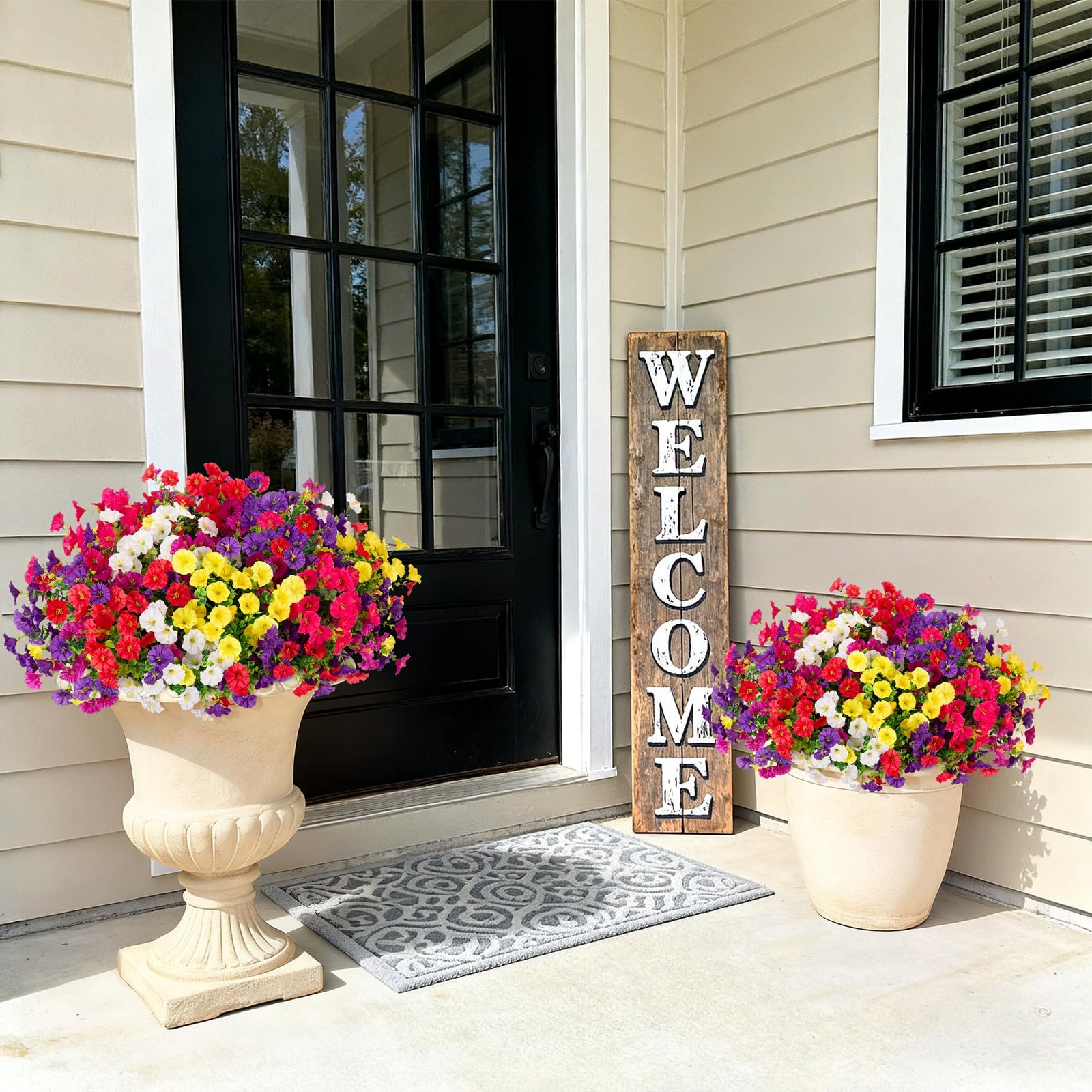 Artificial Flowers for Outdoors Faux Petunias Plants UV Resistant