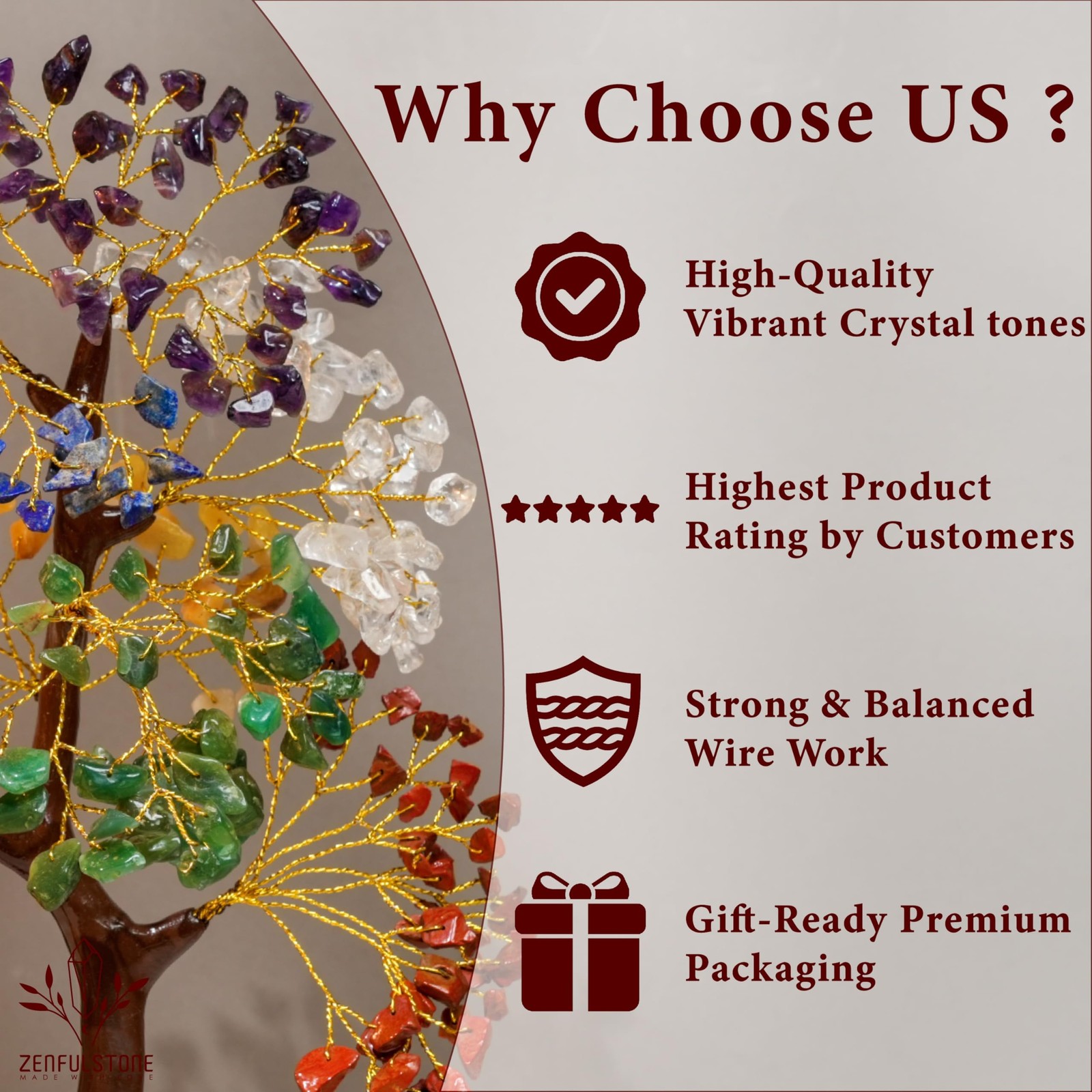 7 Chakra tree of life Crystal Healing Money Tree for Home Living Decor, Offic…