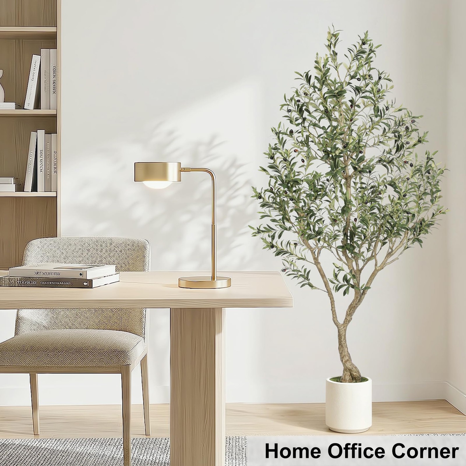 Faux Olive Tree 7ft – Olive Trees Artificial Indoor with Sturdy White Planter…