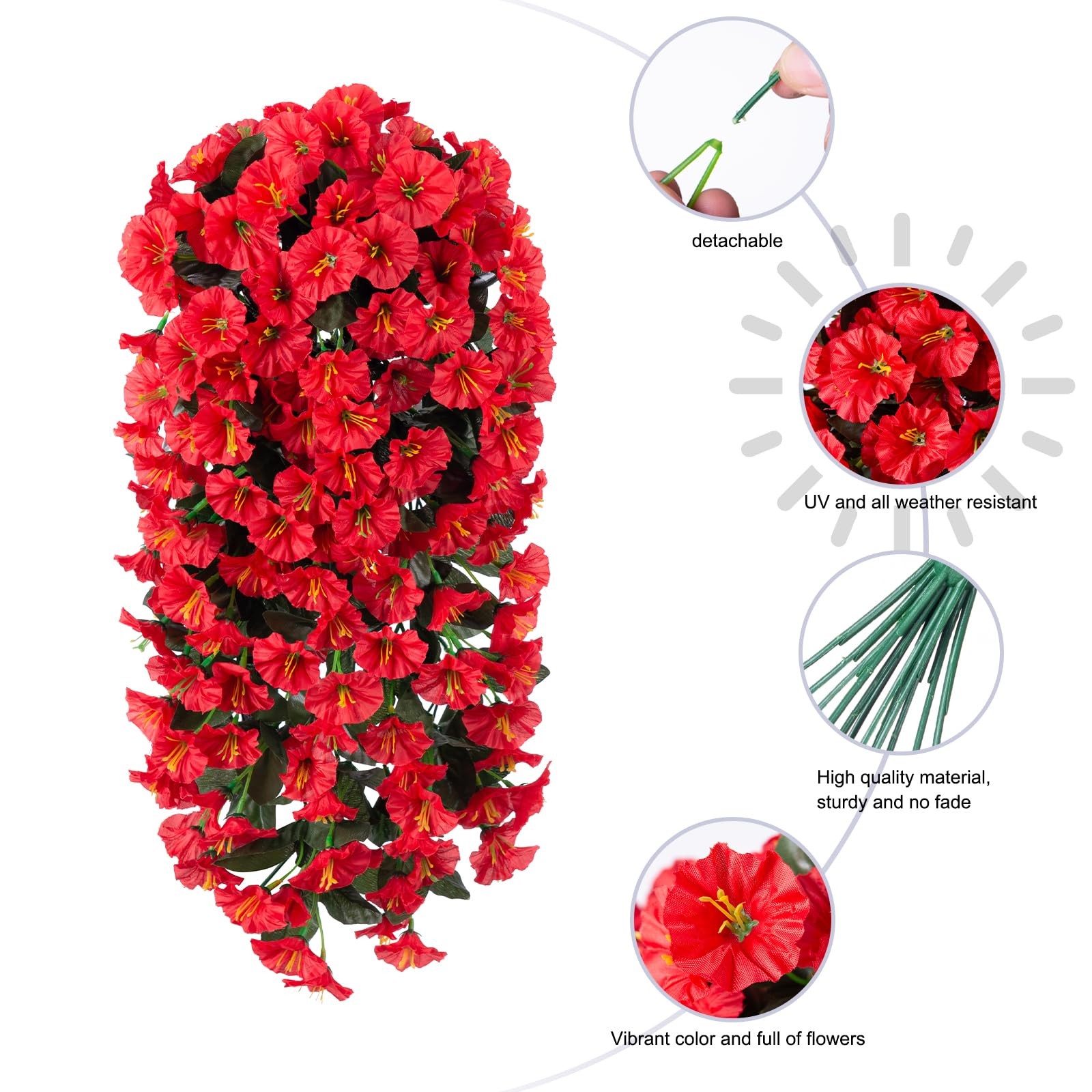Artificial Faux Hanging Flowers Plants for Winter Christmas Outdoor Outside D…