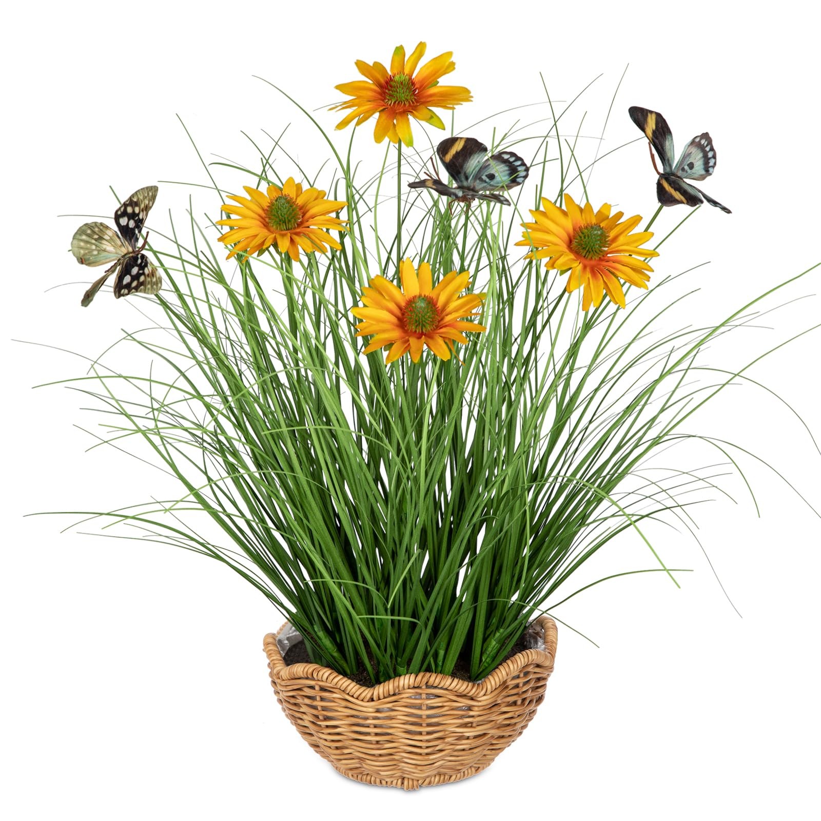 Artificial Plants Indoor with Pot, 17.3″ Fake Potted Plants Artificial Onion …