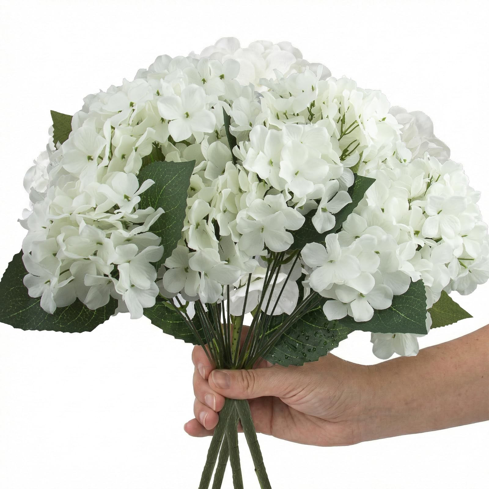 8 Pcs Hydrangea Artificial Flowers Outdoor Silk Bouquets, UV Resistant Faux
