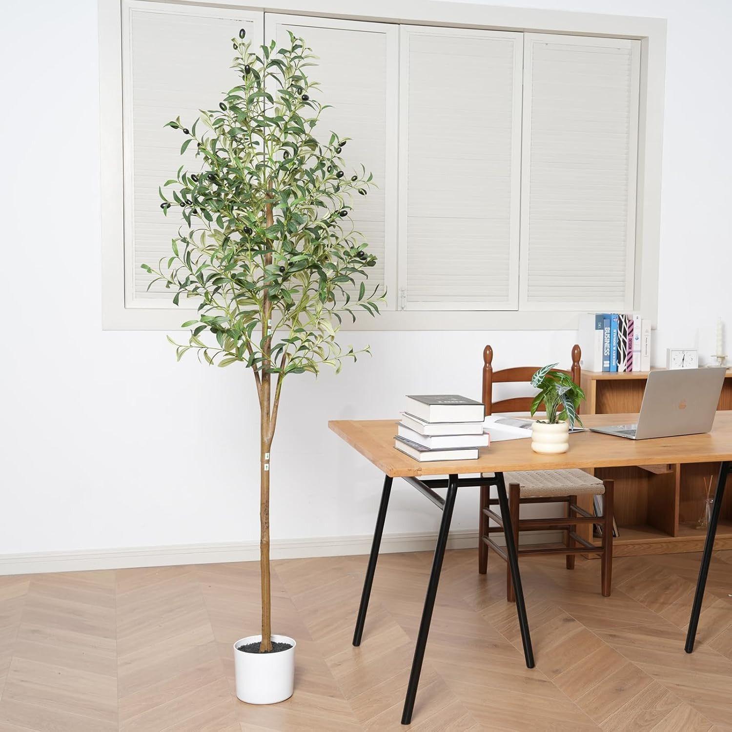 Olive Tree 6FT Fake Tree Faux Plants Indoor with Pot Artificial Tree Nearly Natu