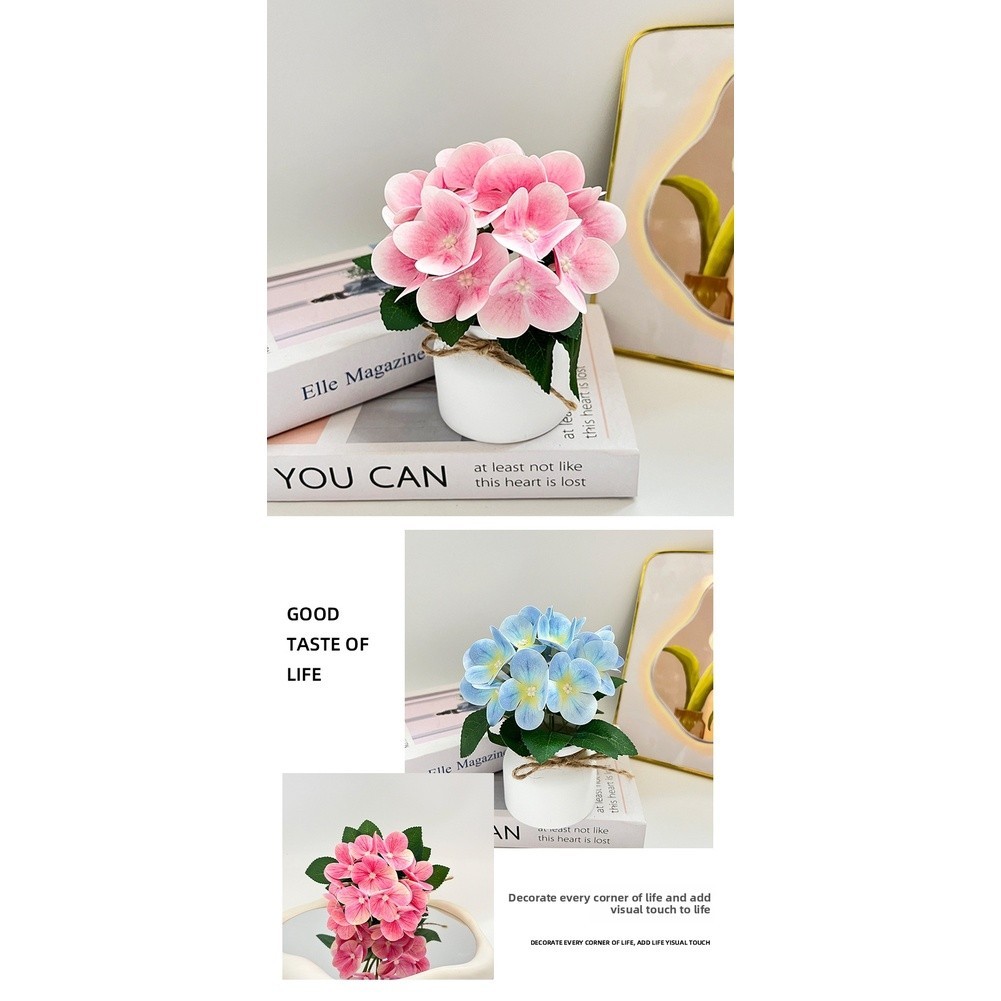 Multi-Color Plastic Hydrangea Flower Yellow Blue Light Pink Dark Pink Purple