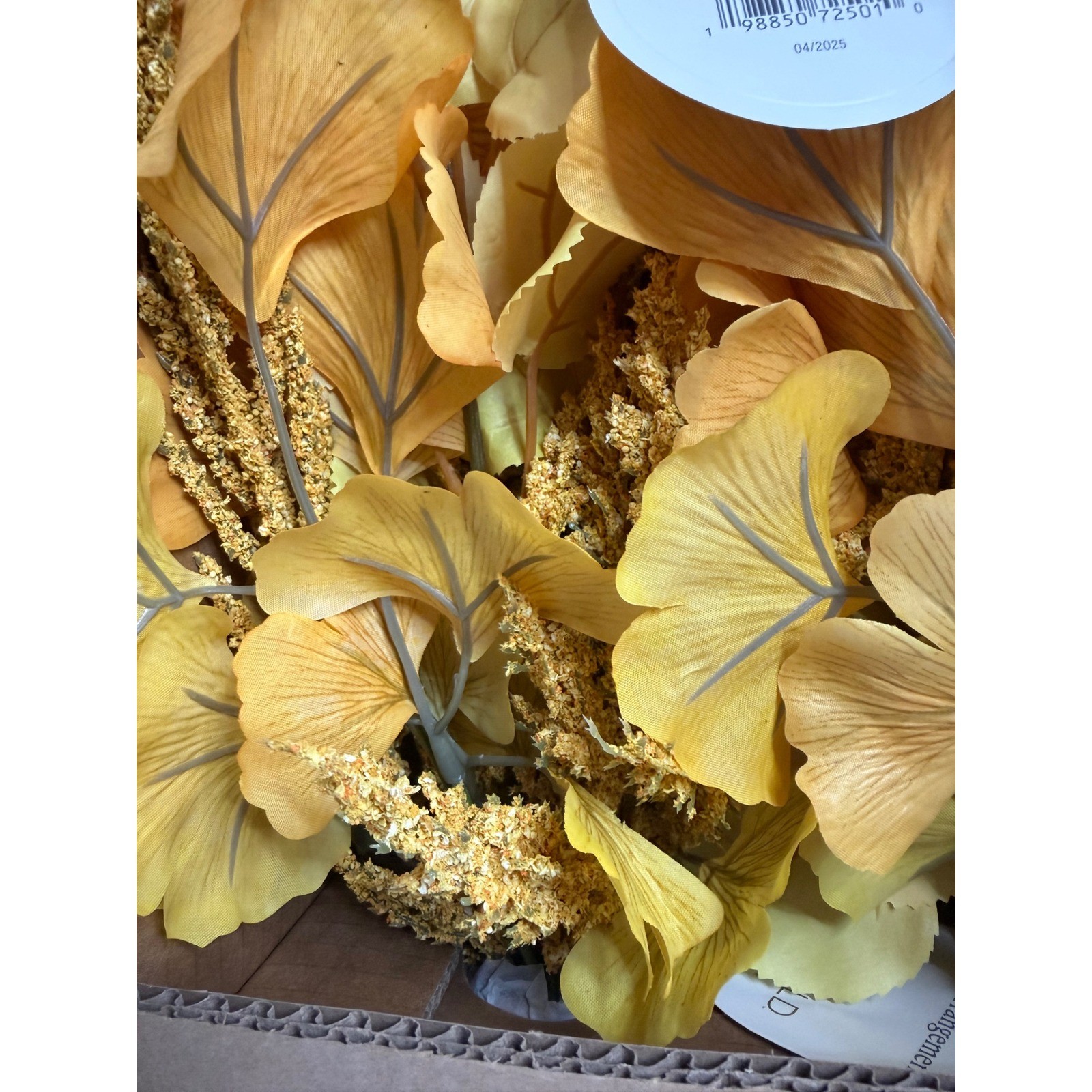 Set of 4 Threshold Faux Ginkgo Leaf Floral Arrangement in Ceramic Vase Yellow