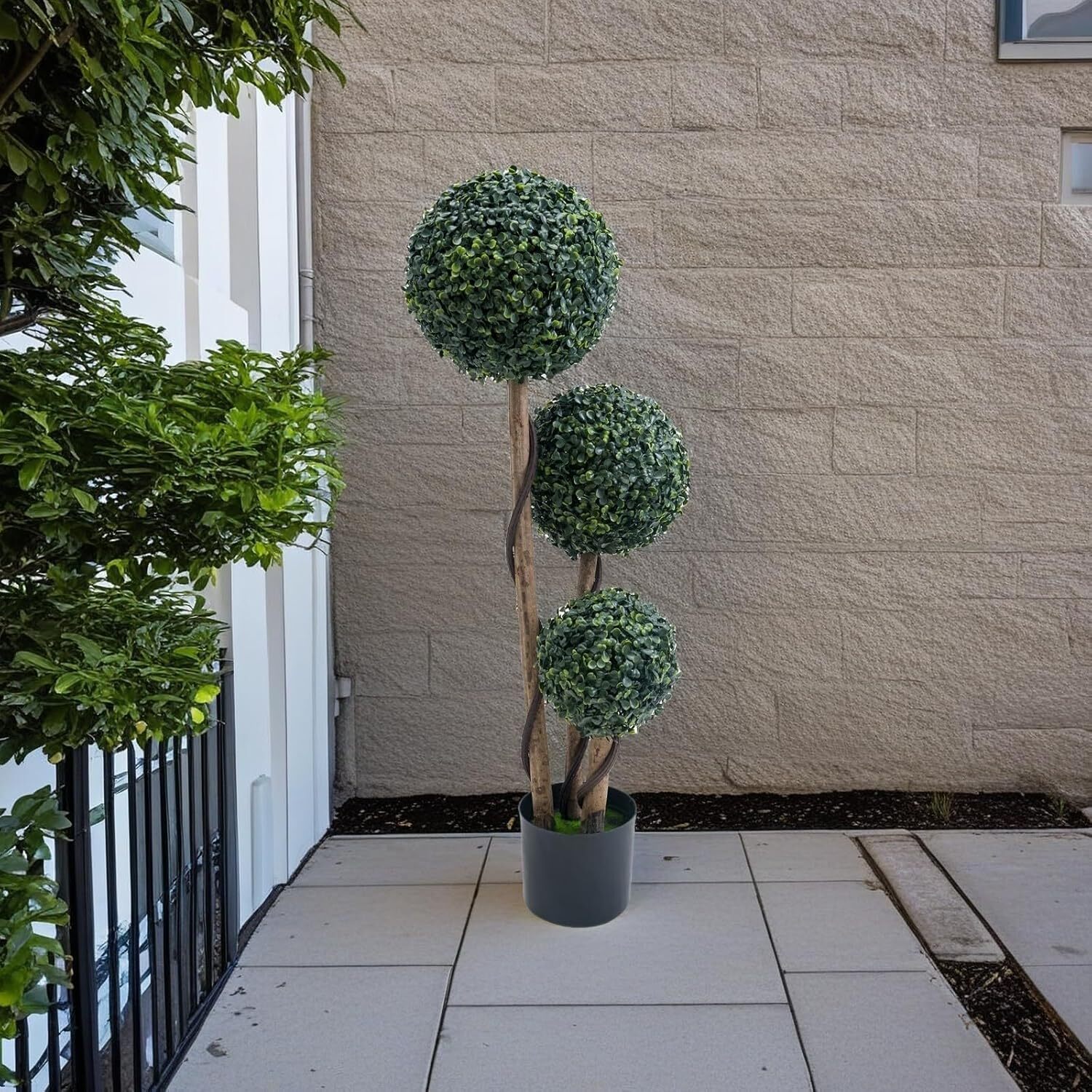 Artificial Topiary Ball Trees Fake Milan Grass Ball Decorative Plant 35″/45″
