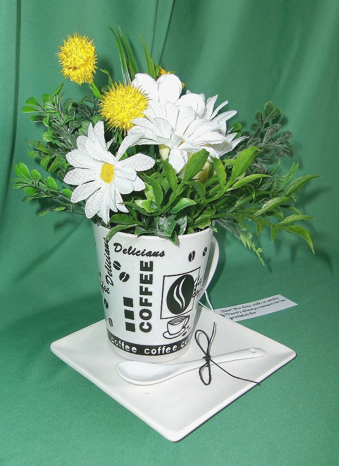 Floral Arrangement Silk Yellow White Home Decoration Counter Kitchen Gift NEW