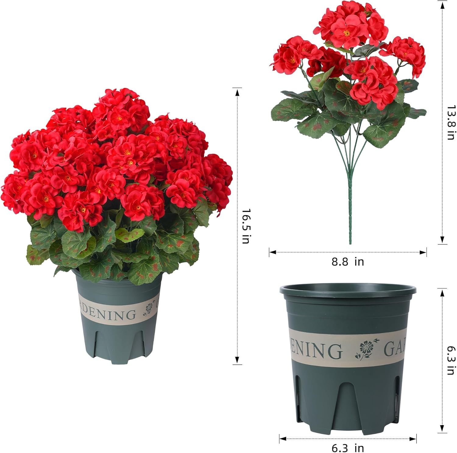 UV Resistant Hot Pink Geraniums – 2 Pack Faux Flowers for Indoor/Outdoor Use