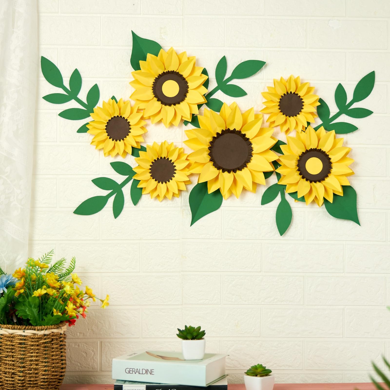 15pcs Sunflower Wall Decor, Paper Flower for Wall with 3D Artificial Flowers …