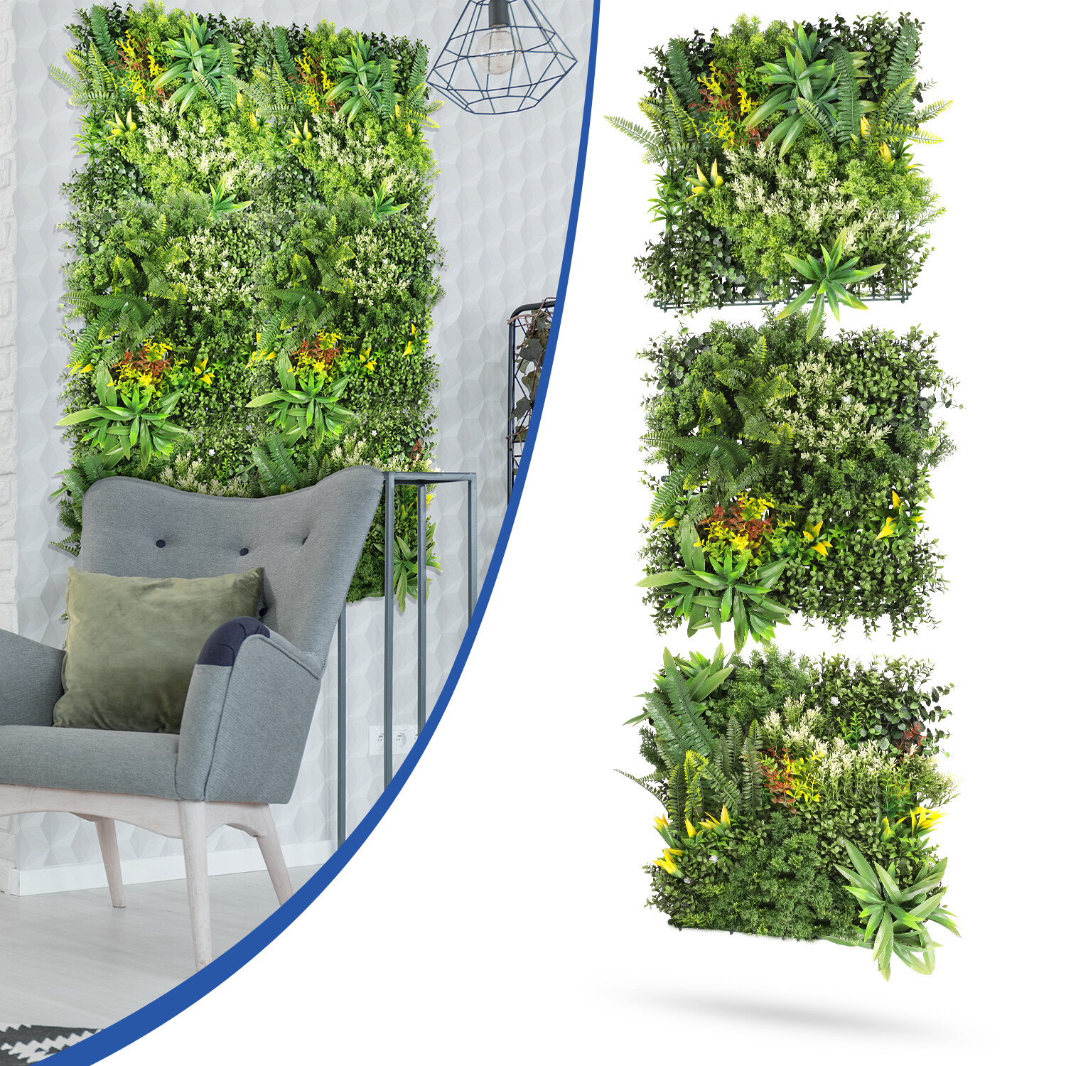 20″ x 20″ Artificial Plant Mat Mixed ABC Fence Panel Wall Hedge Decor 3-Pack #1