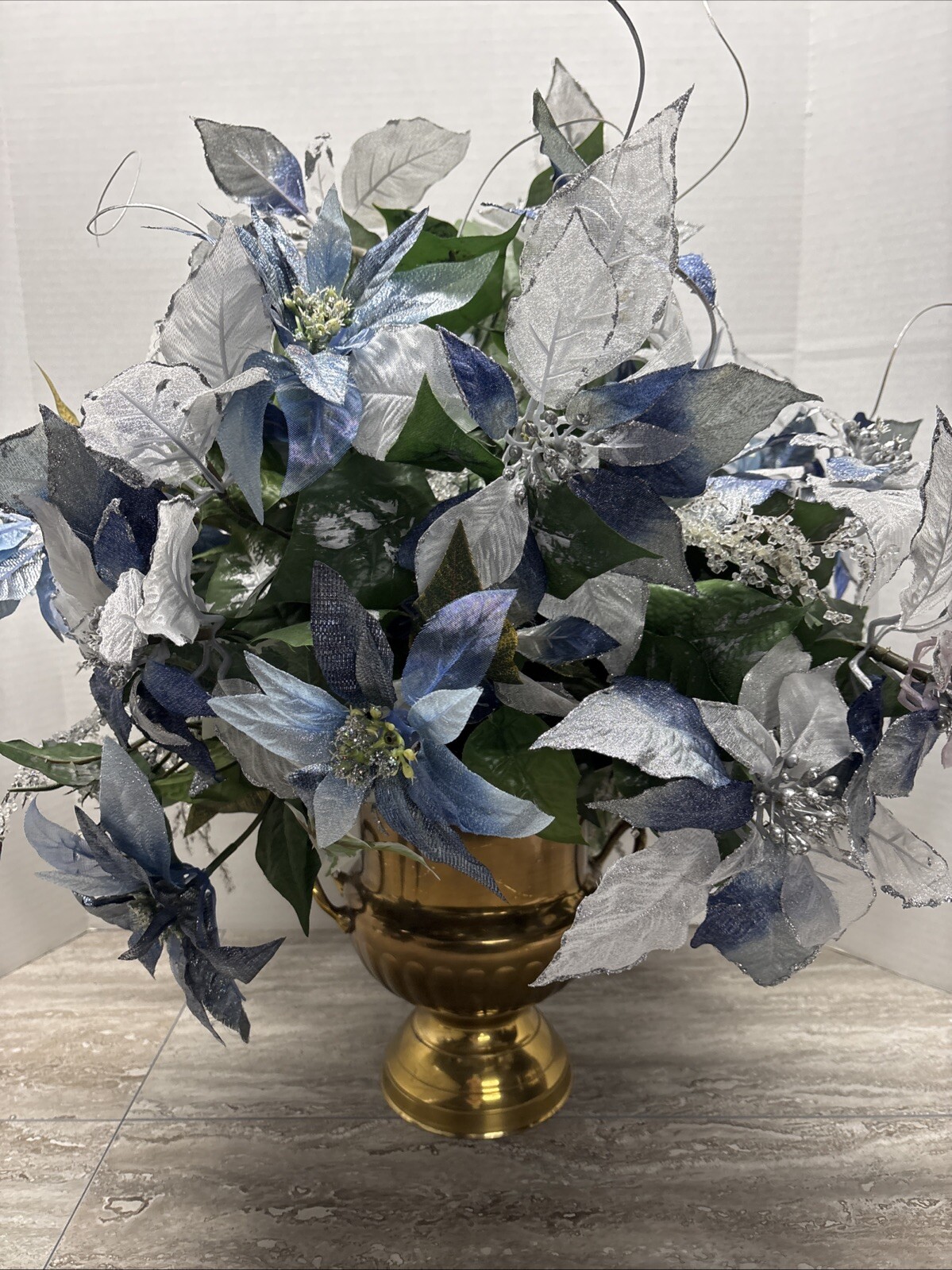 Large Floral Arrangement/ Center Piece In Gold Vase 24×24