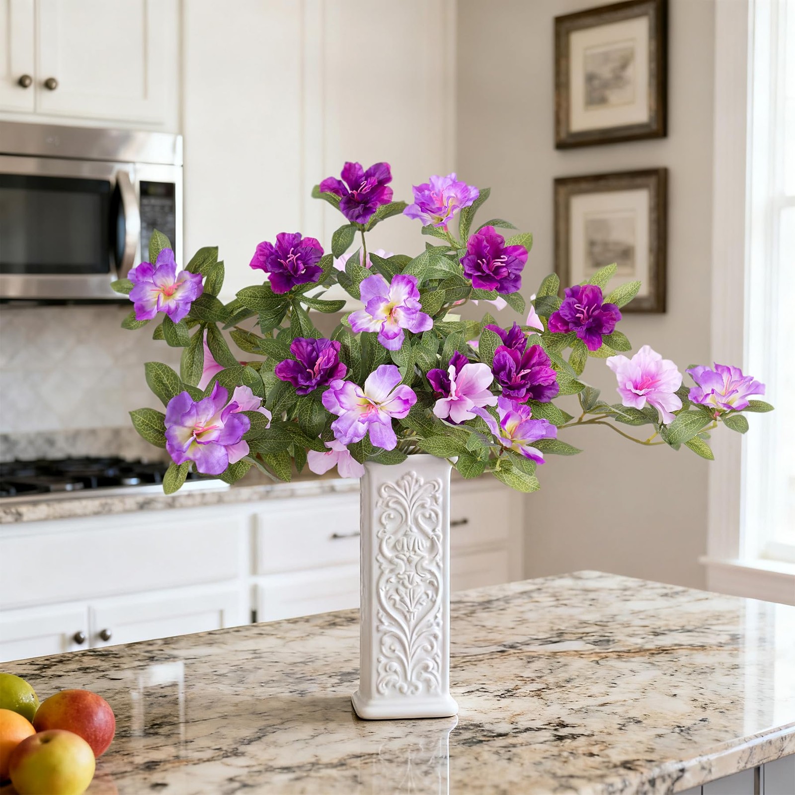 Ammyoo Artificial Fake Azalea Flowers for Outdoor Spring Decoration, Faux Sil…