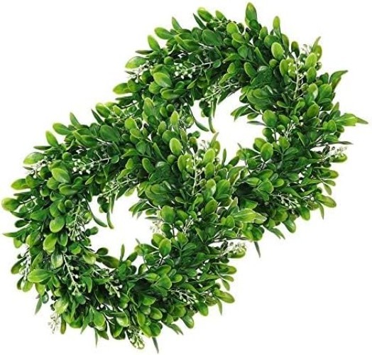 Realistic 11-Inch Artificial Wreath Set with White Flowers – 2 for All Seasons