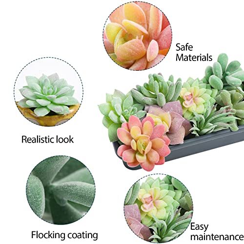 12Pcs Artificial Succulents Plants Mini Fake Unpotted Succulents for Home Office
