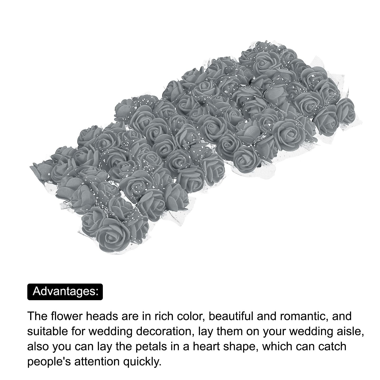 Artificial Rose Flower Heads, Grey Mini Faux Flowers 0.8 Inch-1 Inch for DIY …