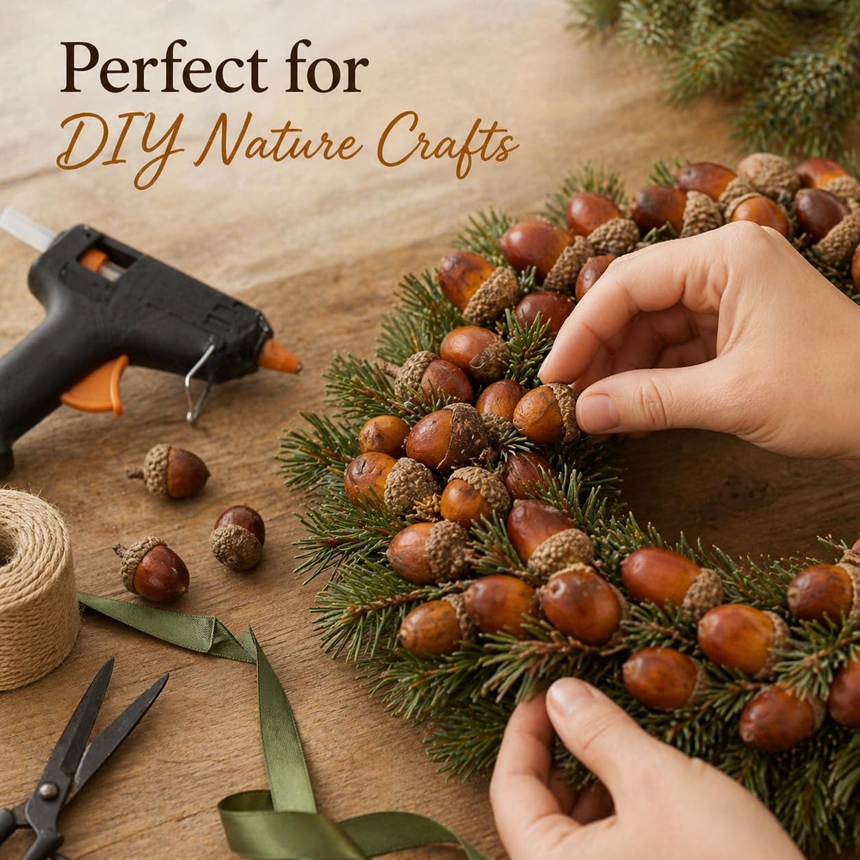 100pcs Artificial Acorns, 1.5 Inch Fake Nuts for Woodland Baby Shower & Weddi…