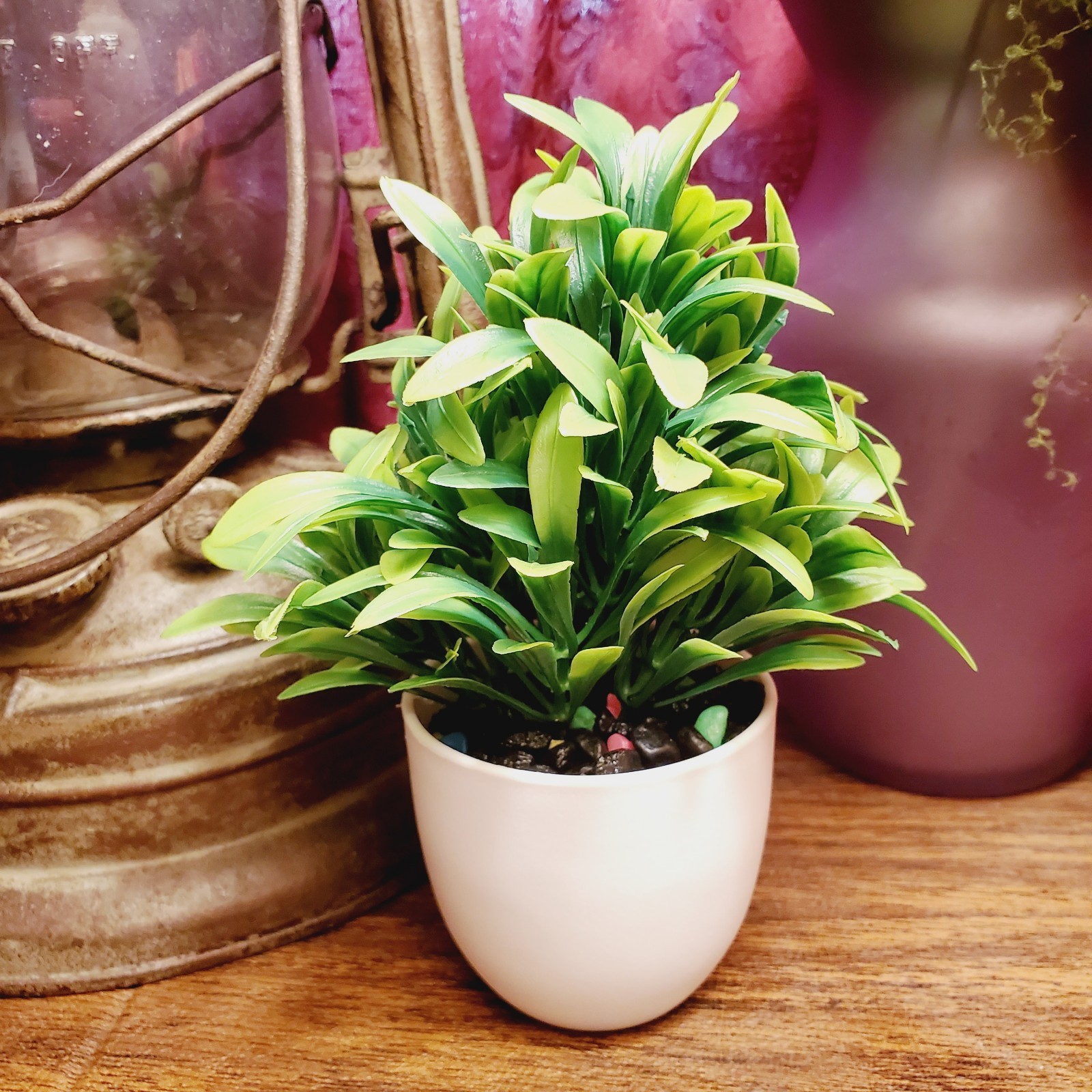 Mini Artificial Potted Plant Small Faux Greenery Spring Grass Bonsai Desk Decor