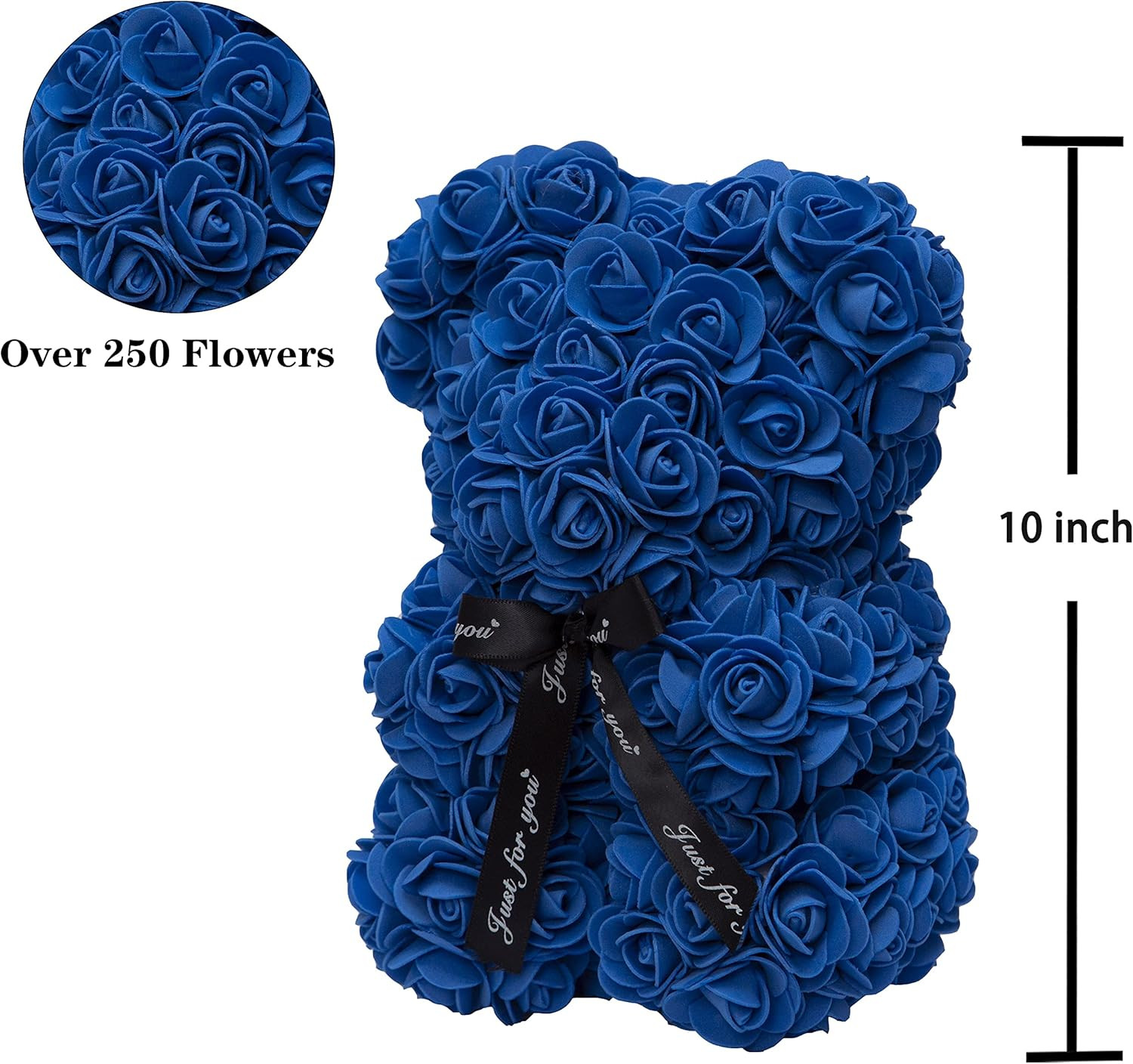 Duhouse Rose Bear Rose Teddy Bear Flower Gift Black Box for Valentines Gifts Ann
