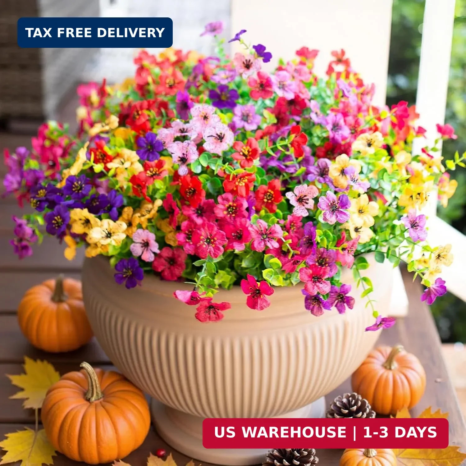 HyeFlora Artificial Flowers for Outdoor Indoor Garden Home Decoration, Faux Flow
