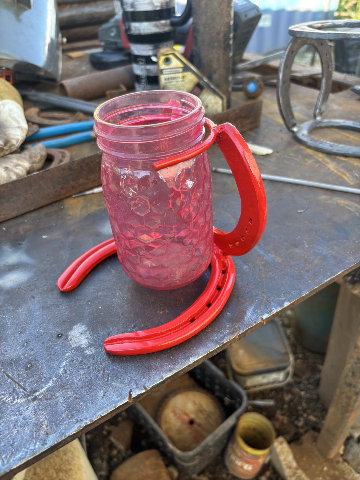 Hand made “welded” flower vase holder