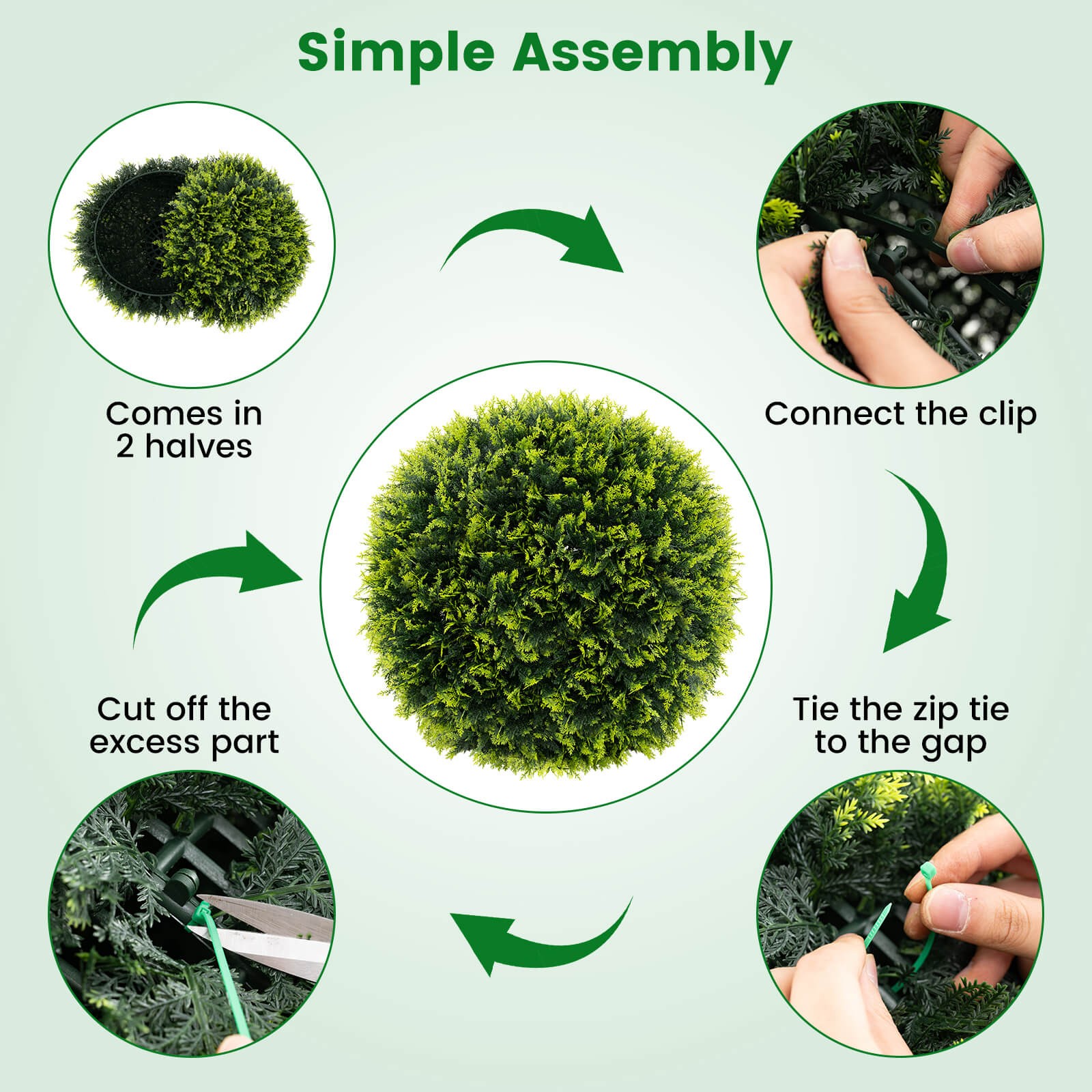 2 PCS 22″ Artificial Cedar Topiary Balls Sun-protective Round Greenery Bushes
