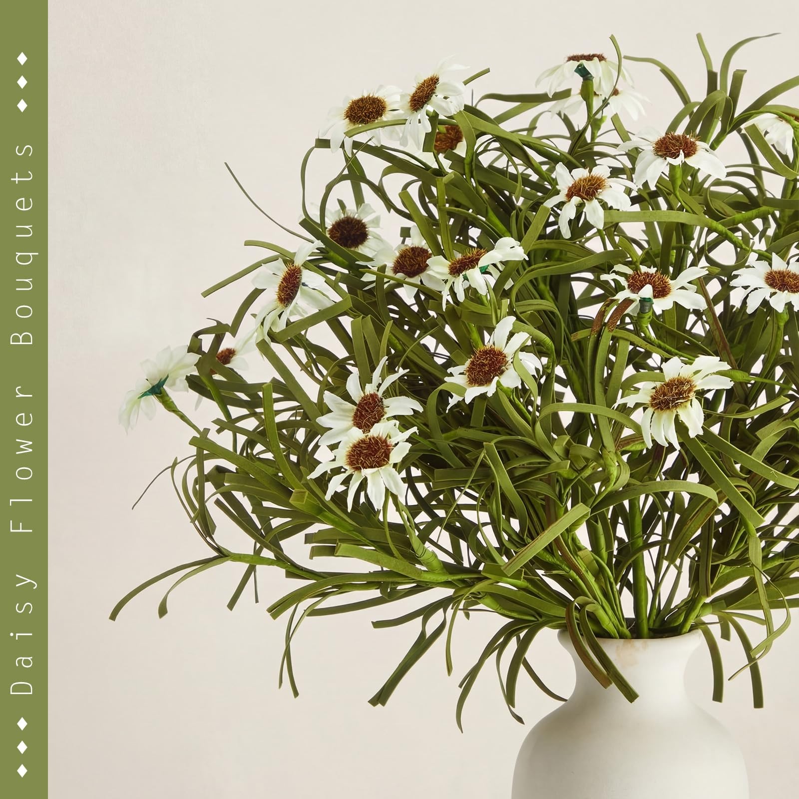 6 Bundles Artificial Silk Daisy Flower 17.7 Inch White Fake Daisies Decoratio…