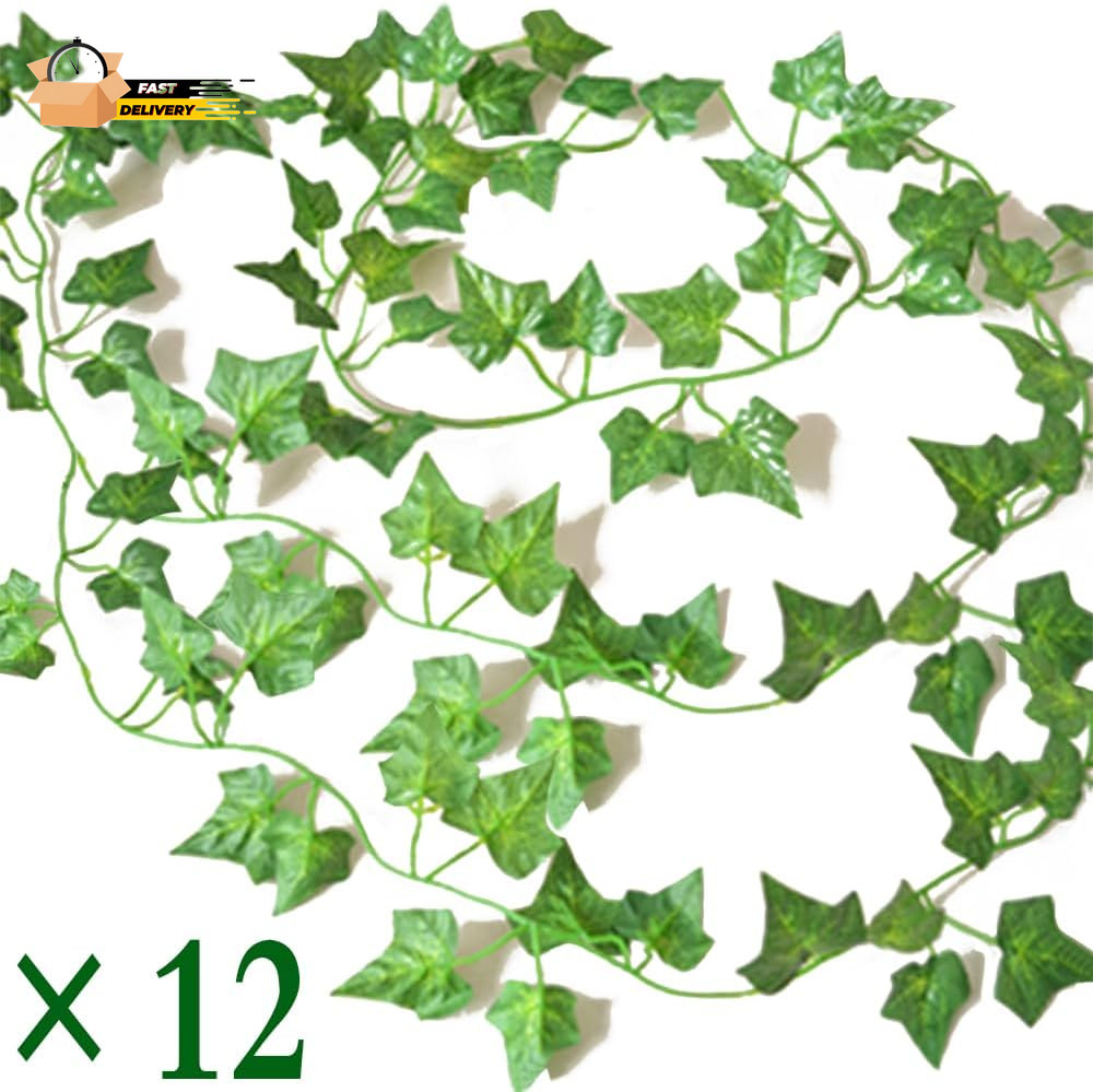 12 Pack 84Ft Artificial Ivy Garland Fake Plants, Fake Ivy Leaves Greener