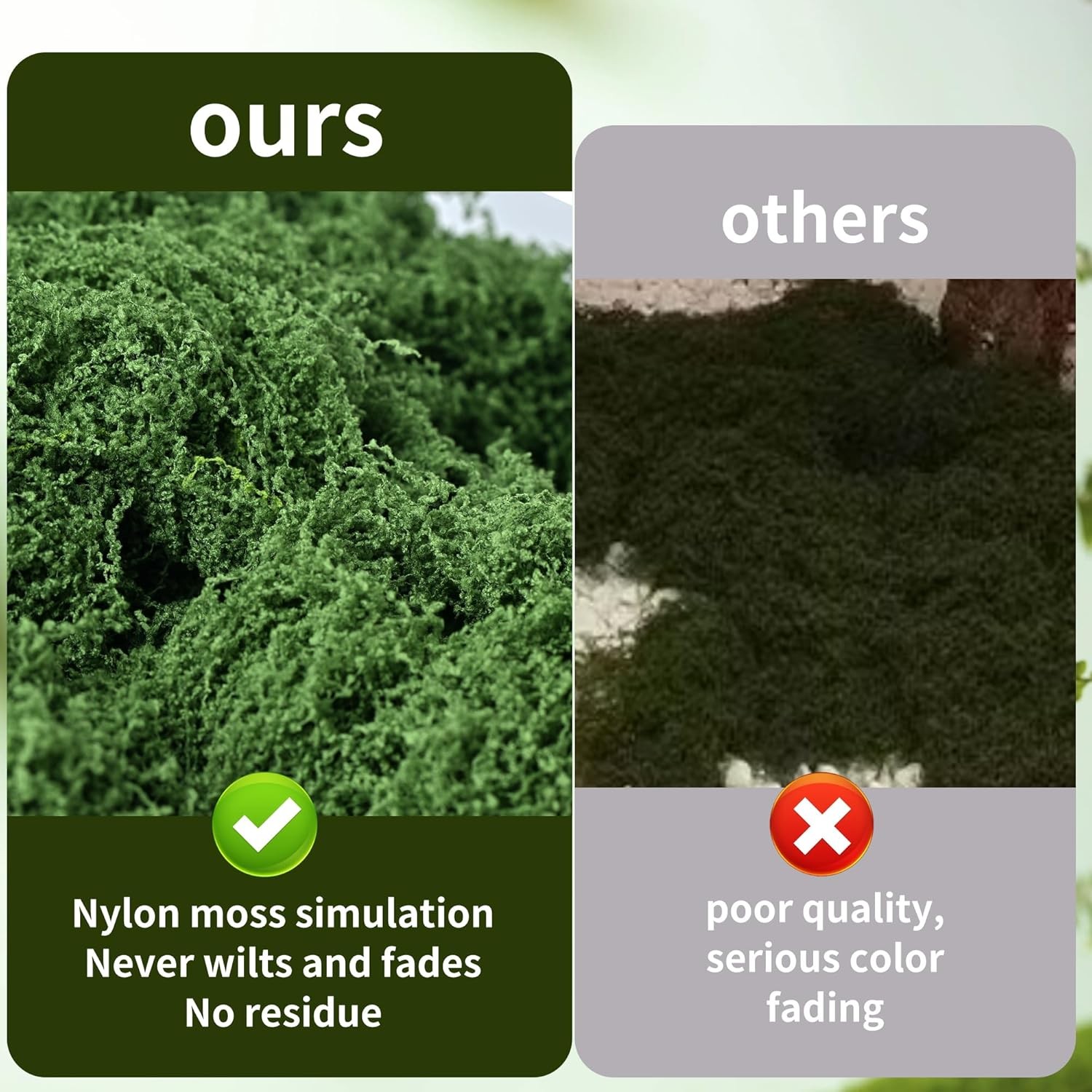 Fake Moss for Plants Indoor, 7OZ Dual-Color Artificial Moss for Crafts,