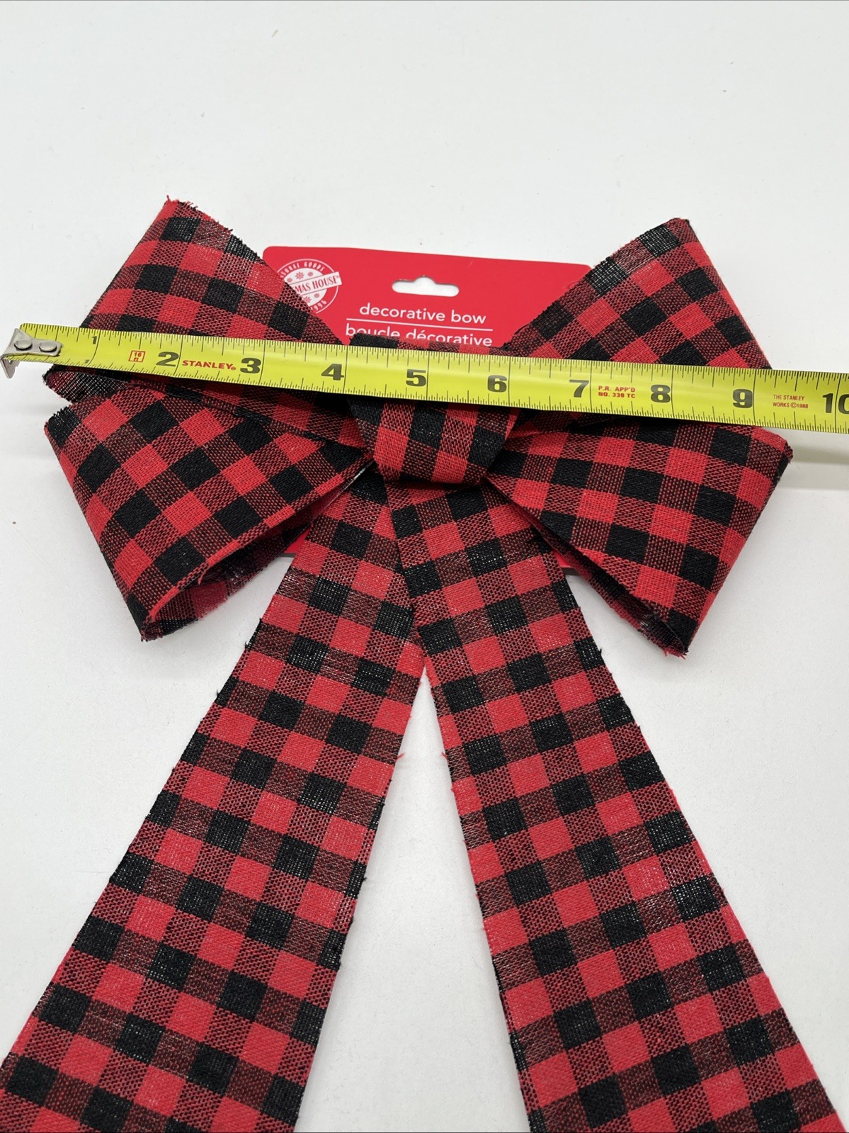 Christmas House Red and Black Buffalo Check PVC Bows, 14.5×9.625 in.
