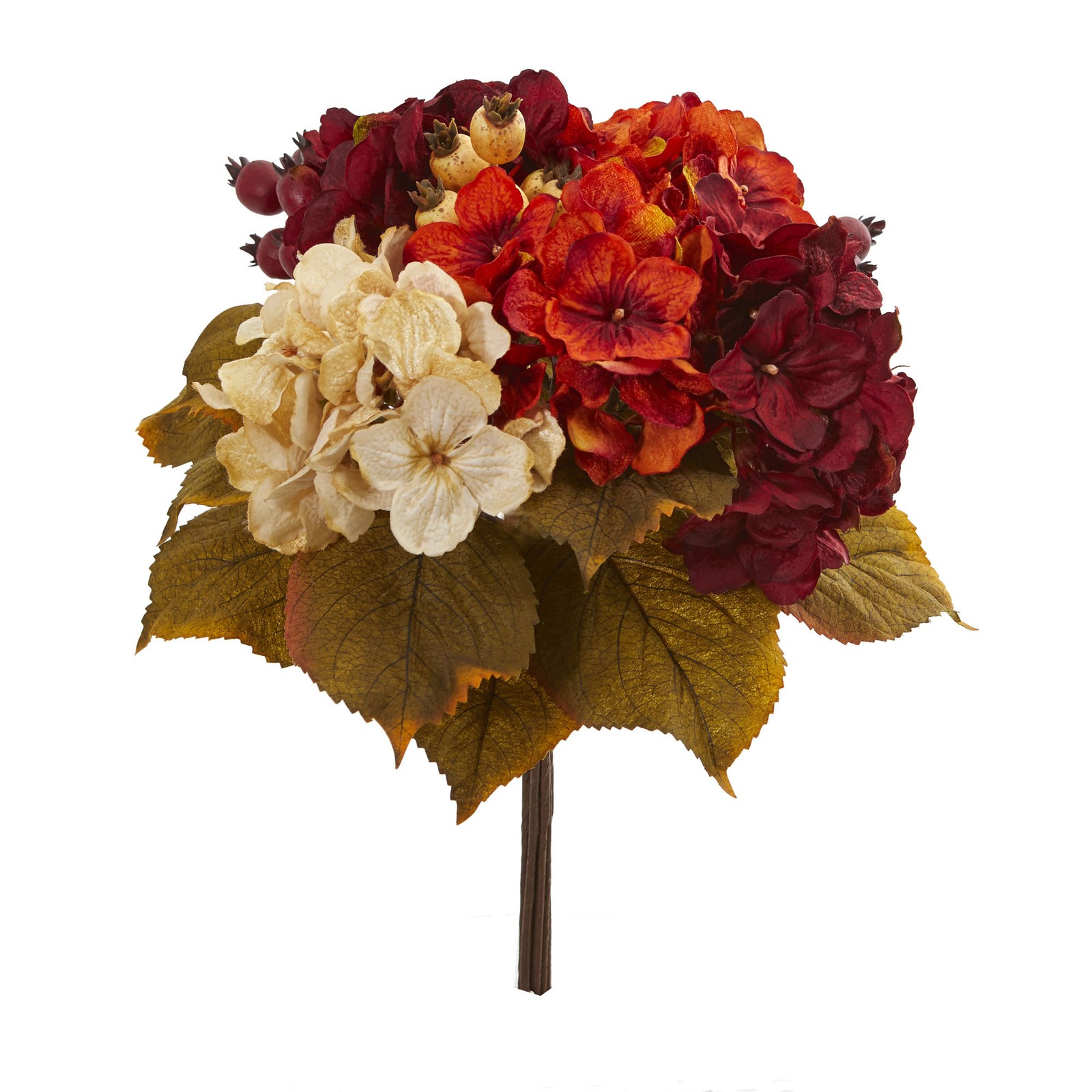 Nearly Natural 16” Autumn Hydrangea Berry Bouquet Artificial Flower Set Of 2