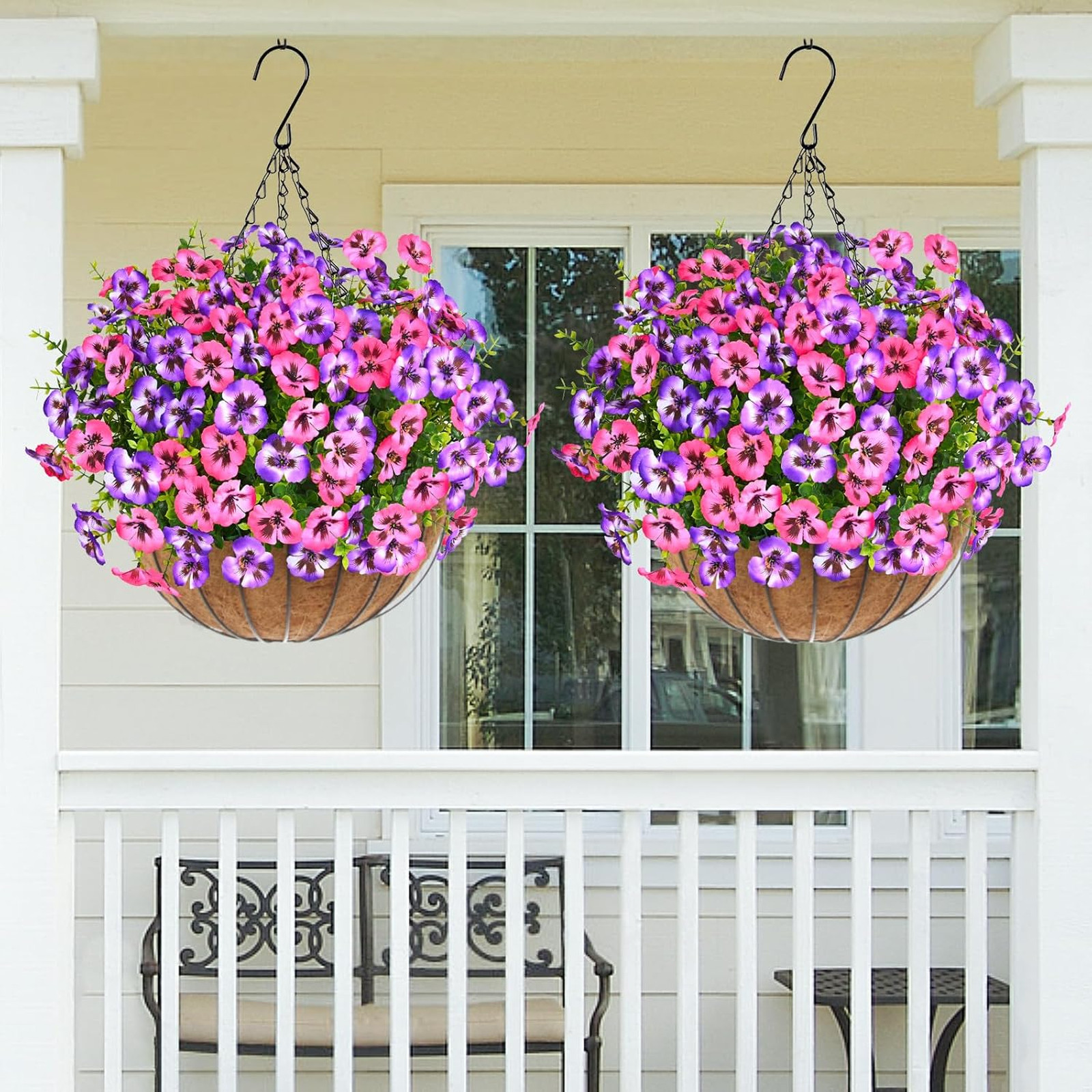 Artificial Flowers for Outdoors, UV Resistant Faux Pansy Flowers, 12 Bundles