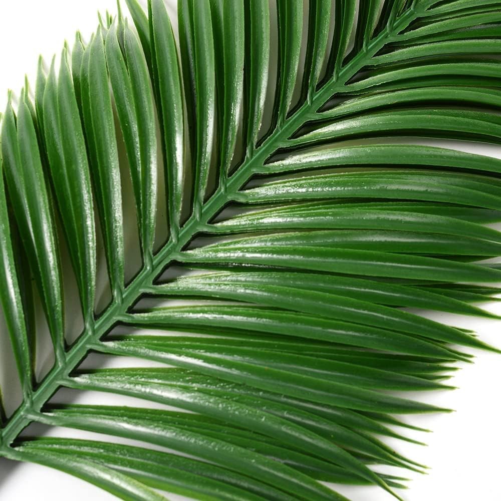 24 PCS Artificial Palm Leaves Tropical Plants Faux Fake Fronds Luau Decor