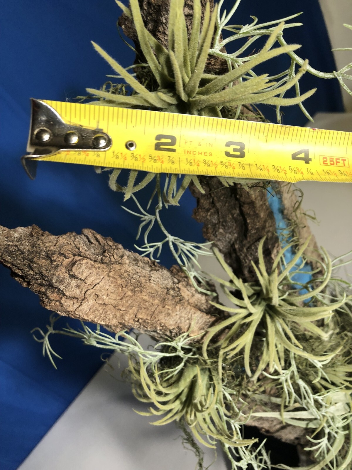 Artificial Succulent Air Plant Home Office Mounted on Real Wood Bark and Stone