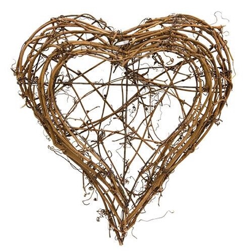 NEW PRIMITIVE GRAPEVINE HEART WALL WISPY POCKET 12.5″ H x 12″ W x 2.5″D RUSTIC