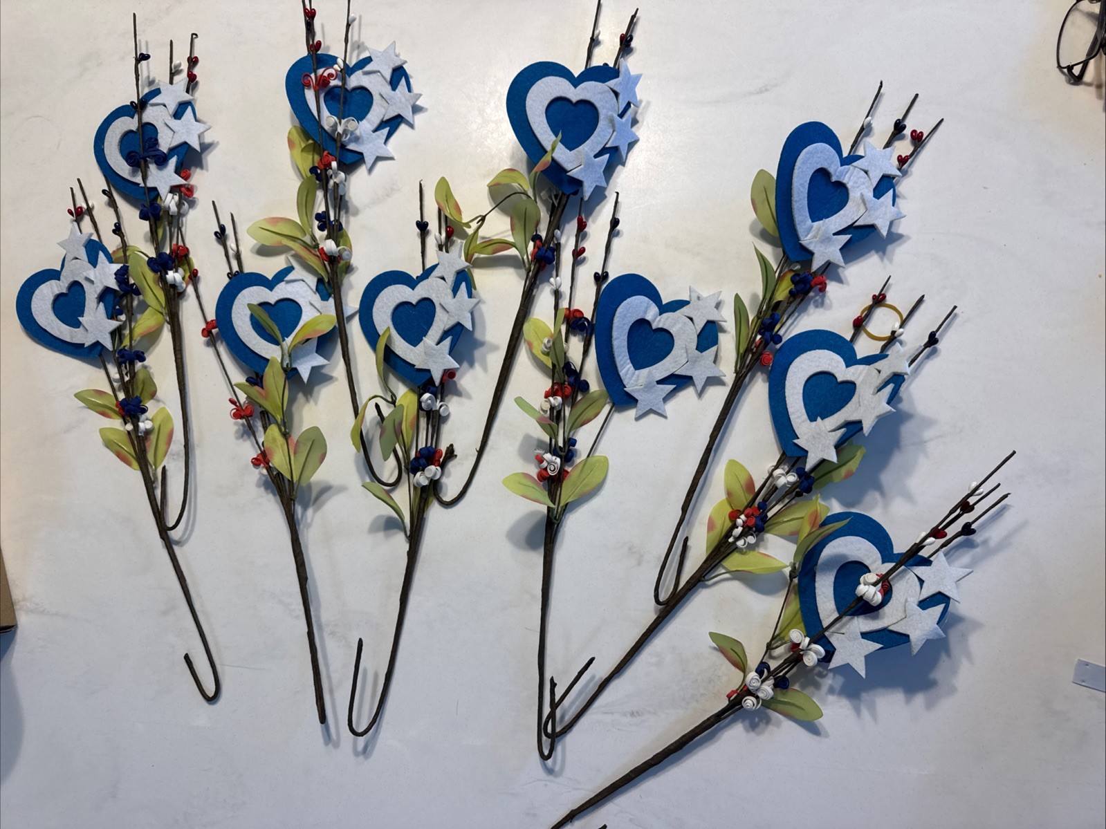 Patriotic 10 Flower Pics Stars Red White Blue Hearts 4th of July Memorial Day