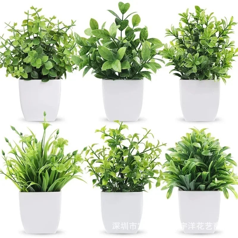 Artificial Potted Plant Fake Green Bonsai Eucalyptus Home Office Desk Table Deco