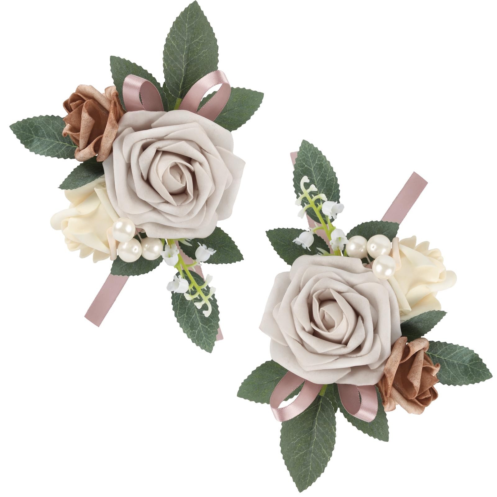 2pcs Wedding Shoulder Corsage Artificial Flowers Dusty Pink Fake Rose Flowers…